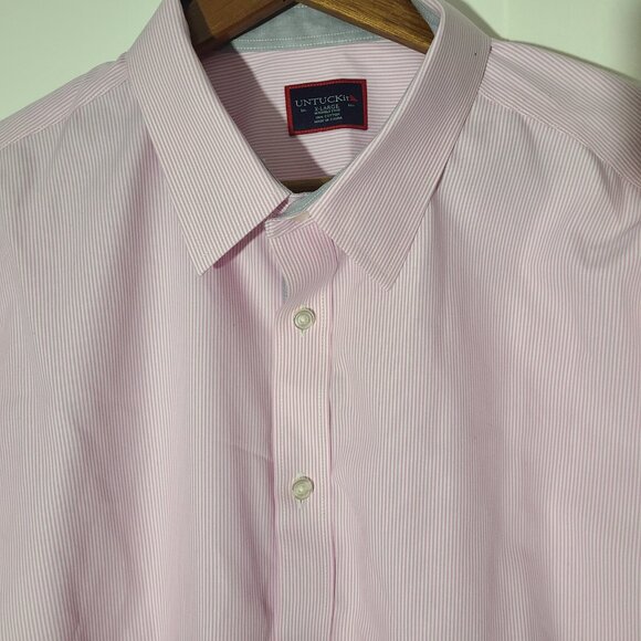Untuckit Douro Pink Pinstripe Men's L/S XL Button Up Shirt EUC - Picture 2 of 7
